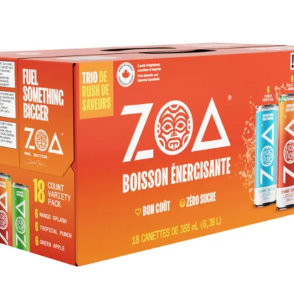 ZOA Energy Drink Variety, 15-18 × 355 mL