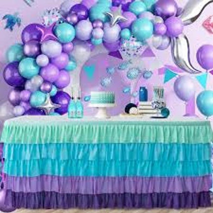 JEVIX Mermaid Tablecloth Table Skirt for Rectangular Table 6ft