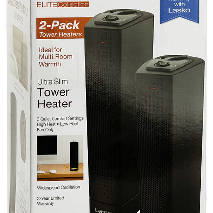 Lasko 2pk Ultra Slim Tower Heater