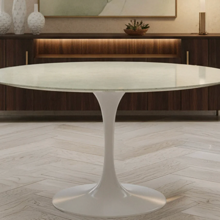 Orchid Round solid quartz dining table (44 in)