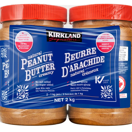 KS Natural Peanut Butter, 2 x 1 kg