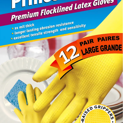Princess Picot Large Latex Multi-purpose Gloves, 12-pack