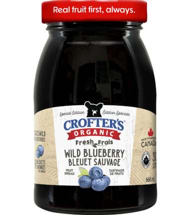Crofter's Organic Wild Blueberry Fruit Spread, 660 mL