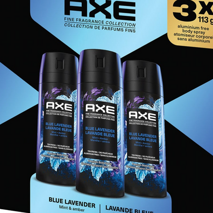AXE Body Spray, 3 x 113 g OPENED