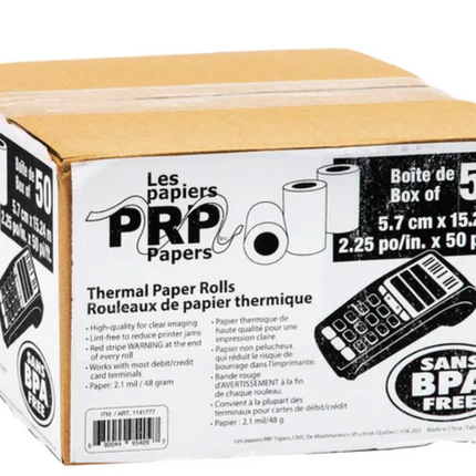 PRP Papers Thermal Paper Rolls 2.25 in x 50 ft