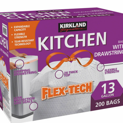 KS 13-Gal. S/US Drawstring Kitchen Trash Bags