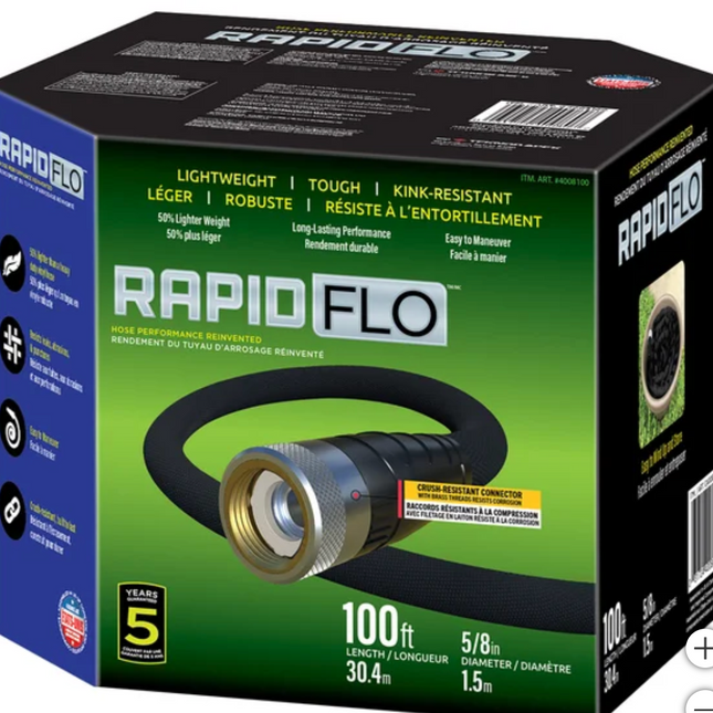 Rapid Flo 30.4 m (100 ft.) Compact Garden Hose