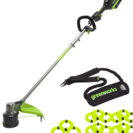 Greenworks 80V Brushless 17" String Trimmer, Exo-Flex Shoulder Strap, (2) 0.105'' + (13) 0.095'' Lines Included, Tool Only