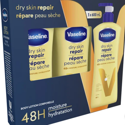 Vaseline Dry Skin Repair Lotion, 2x600 mL