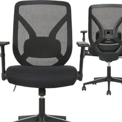 True Innovations Black Mesh Chair with Flip Back Arms
