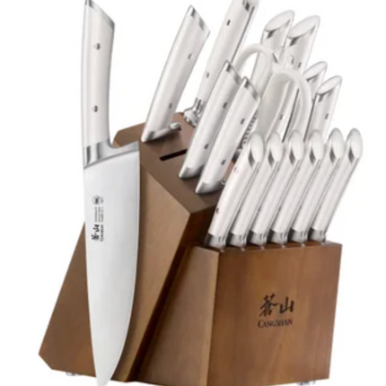 Cangshan Rainier Series German Steel Forged Knife Block Set, 17-piece