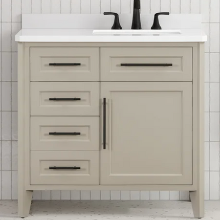 OVE Decors Renfrew Vanity with Quartz Top in Greige 36"