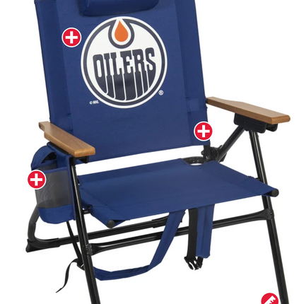 NHL 4-Position Folding Chair With Wood Arms