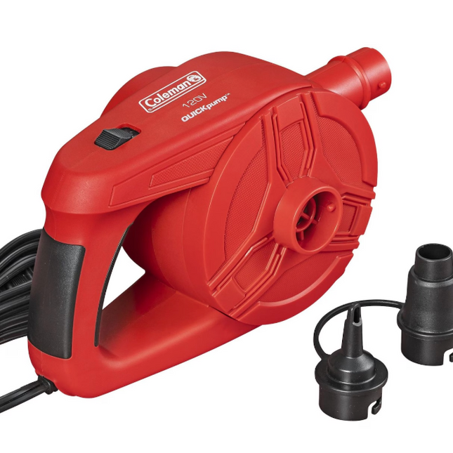 Coleman QuickPump™ 120V Portable Electric Air Pump, Includes 3 Adaptors, Red