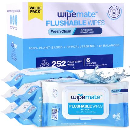 Wipemate Flushable Wipes 6x 42Pk Fresh Clean