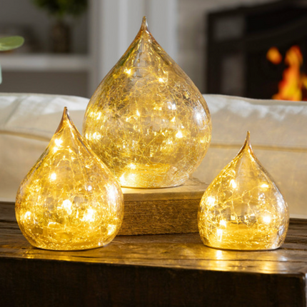 Evergreen LED Glass Raindrops Set Of 3