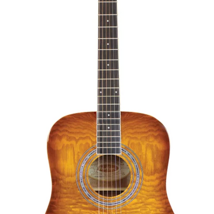 Washburn Premium Acoustic Guitar Pack, Quilted Maple Top - Sand Burst