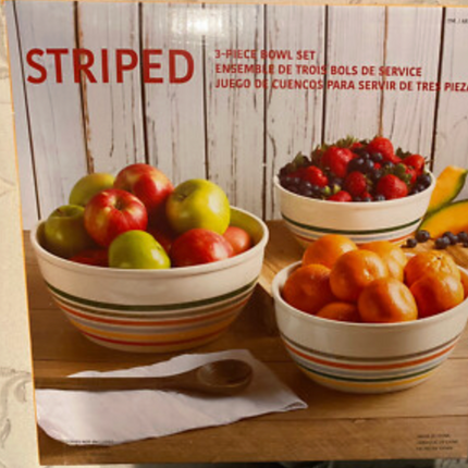 Striped 3 Pice Bowl Set