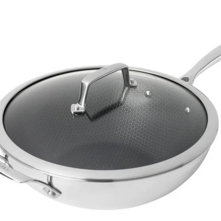 HENCKELS Paradigm Hybrid Ceramic Non-stick Tri-ply Clad Wok with Glass Lid