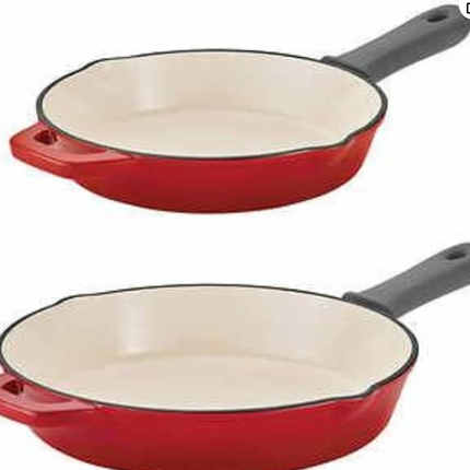Tramontina Enameled Cast Iron Skillets, 2 Pc 10 & 12 Inches
