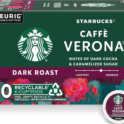 Starbucks Caffe Verona Dark Roast Ground Coffee K-Cups - 10 CT