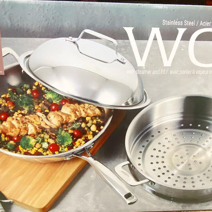 Linkfair Tri-Ply Stainless Steel Wok with Lid USED