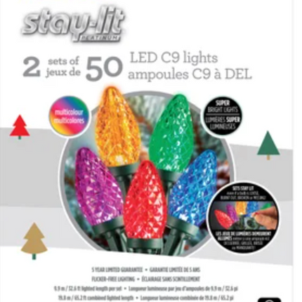 Sylvania 2 x 50 C9 Multi LED Christmas Lights