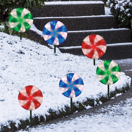 Set of 6 LED Lawn Stakes USED/NO STAKES