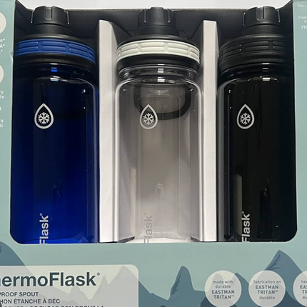 ThermoFlask Plastic Water Bottle 3pk