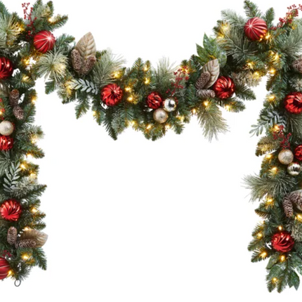2.7 m (9 ft.) Decorated Garland Pre-Lit with 90 LED Lights