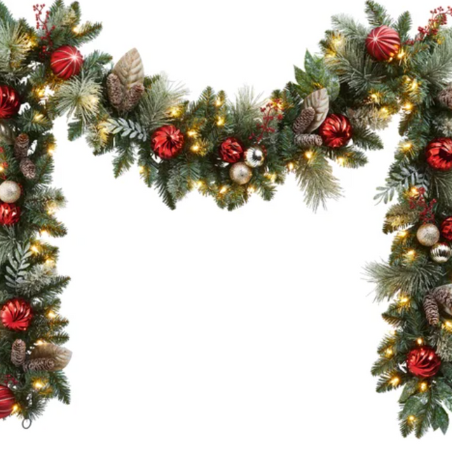 2.7 m (9 ft.) Decorated Garland Pre-Lit with 90 LED Lights