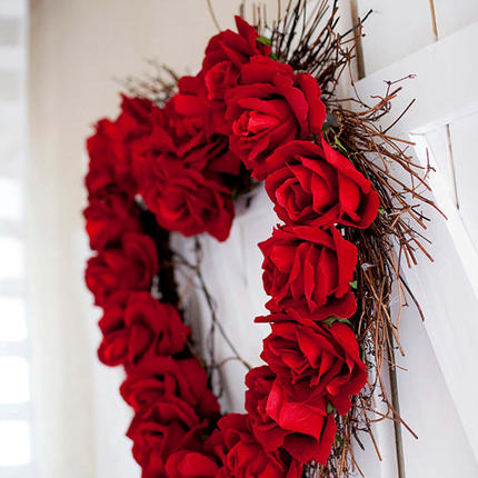 Valentines Red Wooden Rose Floral Heart