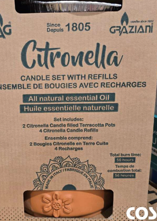 Graziani Citronella Candle with refills