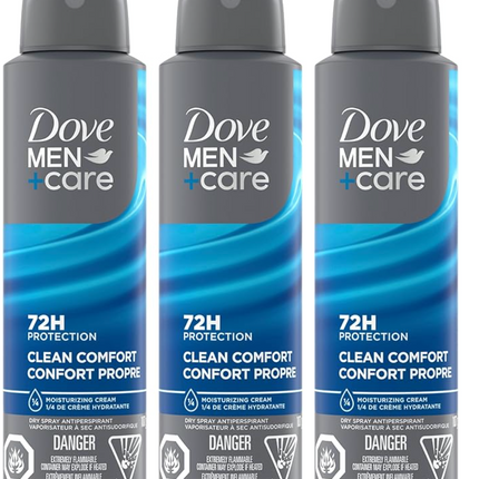Dove Men+Care Antiperspirant Dry Spray, 3 x 107 g