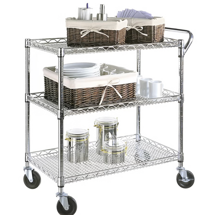 Seville Classics Utility Cart with 3 Shelf Grid System