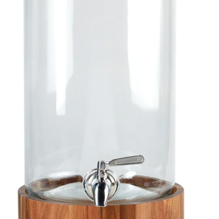 Studio TU 8.3 L (2.2 gal.) Glass Drink Dispenser with Acacia Wood Stand