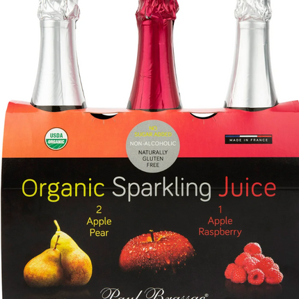 Paul Brassac Organic Sparkling Juices, 3 x 750 mL