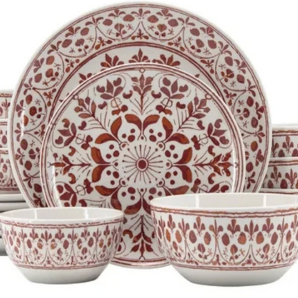 Mikasa 16-Piece Radiance Porcelain Dinnerware Set RED