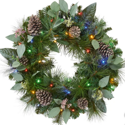 Pre-Lit Wreath with 30 Battery Operated LED Lights