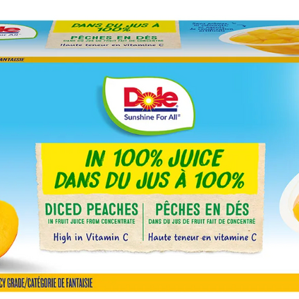 Dole Diced Peaches Cups, 107 mL, 15-20 pack