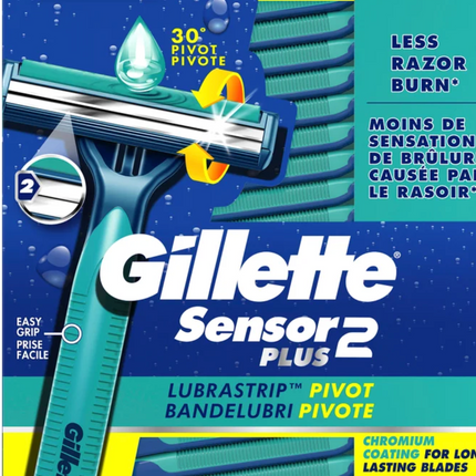 Gillette Sensor2 Plus Men's Disposable Razor, 52-count OPENED