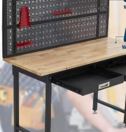 Workbench with Power and peg board 47x56x24in
