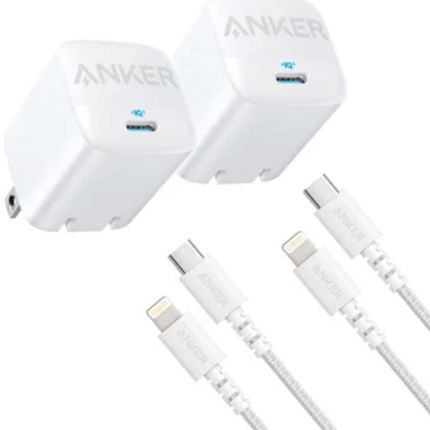 Anker 30W Charger with USB-C/Lighting 2-pack
