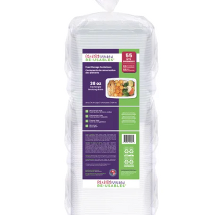 Cubeware 38 oz Rectangular Food Container 55-pack