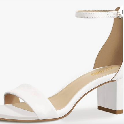 Womens Low Block Chunky Heels White