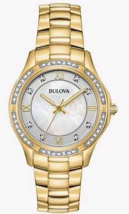 Bulova Women's Crystal Accent Quartz Gold Watch 32mm 98L256