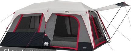 CORE Equipment 10 Person Lighted Instant Cabin Tent w/ Awning USED