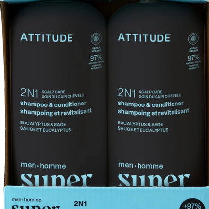 ATTITUDE Super Leaves Nourishing Shampoo and Conditioner for Men, 2 x 946ml
