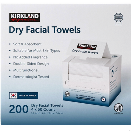 KS Daily Dry Facial Towels, OPENED 4x50