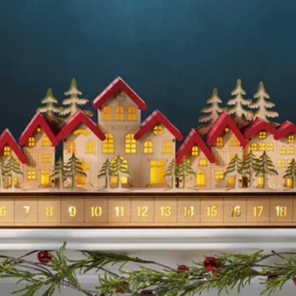 Holiday Wooden Village LED Advent Calendar